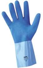 Image de GANTS LATEX MAIN ADHERISEE BICOLORE BLEU JERSEY COTON - L