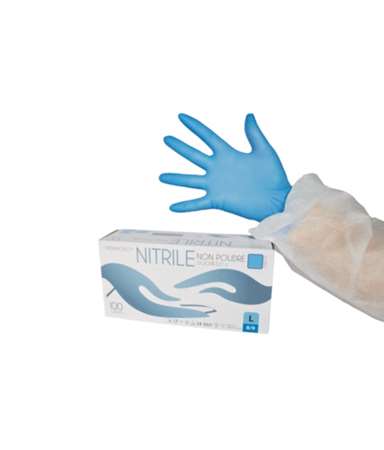 Image de GANTS NITRILE BLEU NON POUDRE - TAILLE S
