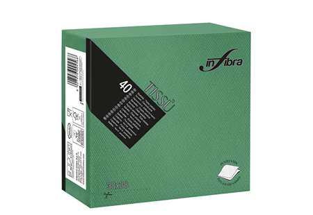 Image de SERVIETTES TISSUS 2 PLIS 38x38 PURE OUATE - VERT FONCE