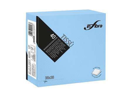 Image de SERVIETTES TISSUS 2 PLIS 38x38 PURE OUATE - BLEU CIEL