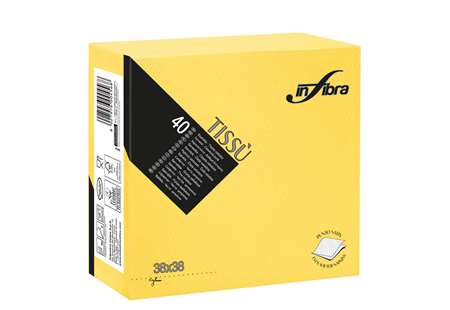 Image de SERVIETTES TISSUS 2 PLIS 38x38 PURE OUATE - JAUNE
